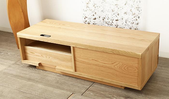 大川家具 ノート120TVボード左引出し オーク(ナラ) 台輪