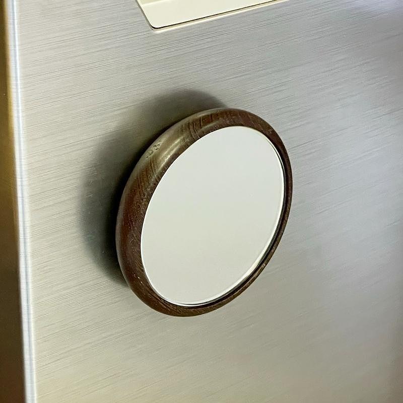 【Face Mirror ウェンジ材+オーク材】ハンドミラー（手鏡）スタンドミラー（卓上）ウォールミラーとしても＜フェイスミラー＞ プレゼント 父の日 母の日 入学 卒業 就職 MUFactory