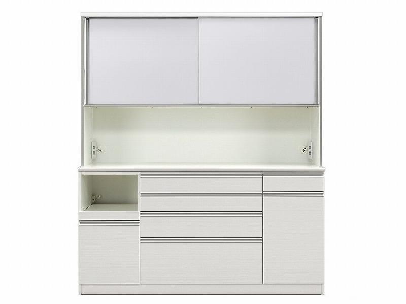 シュシュH キッチンボード 幅180cm ハイタイプ 引き戸 食器棚 オープンボード 完成品 カップボード ダイニングボード 大川家具