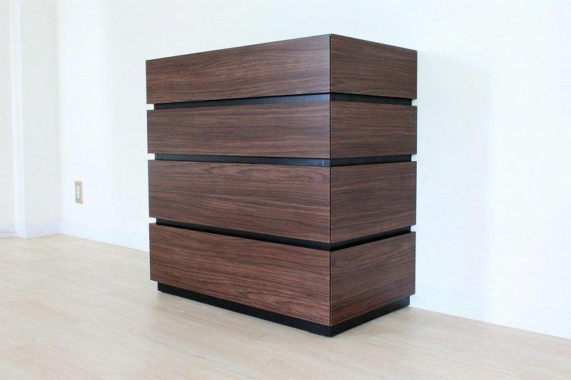 【幅80 奥行42.8 高さ80.3】モダニカ80-4チェスト（ブラウン色）