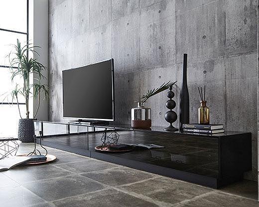 【開梱設置】テレビ台 ルーチェ ガラスタイプ 幅250-300cm TV ブラック 黒 テレビボード TV台 TVボード ローボード 家具