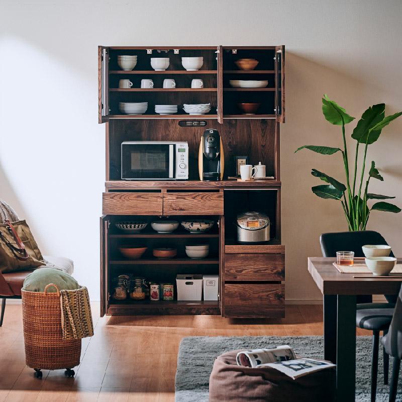 【Chatra／チャトラ 幅120cmオープンボード ナチュラル】★シンプルでお部屋に合わせやすい食器棚