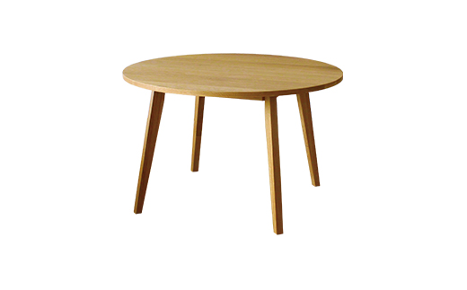 【開梱設置】高野木工 プレーン ラウンドダイニングテーブル［単品］105cm ホワイトオーク【10年保証】