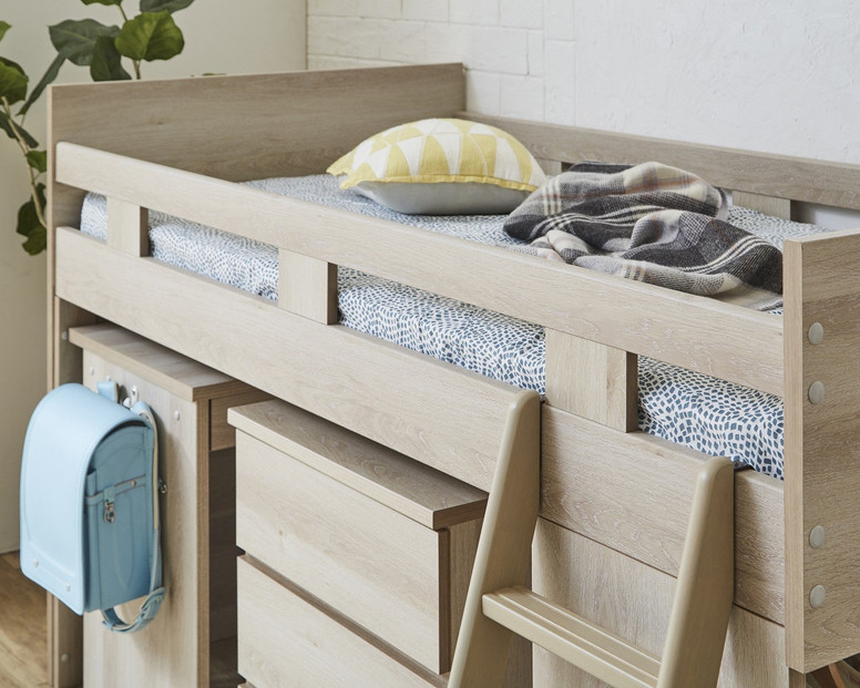 【開梱設置】”コンパクト”国産組み換え式システムベッド【マッシュ】グレージュ