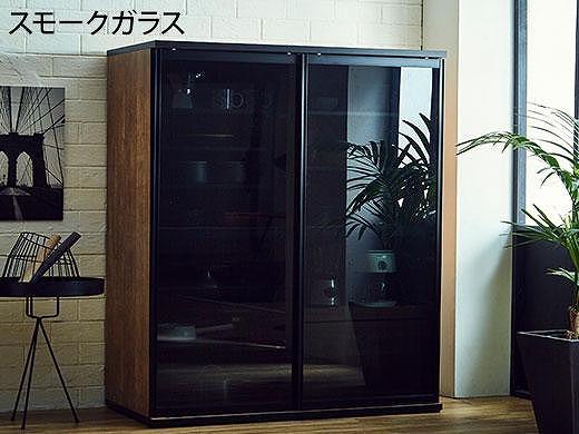 【開梱設置】引き戸 食器棚 レンジボード ポエム 幅153.5 （ミスト・クリア・スモークガラス／レディオーク）キッチン収納 大川家具 家具