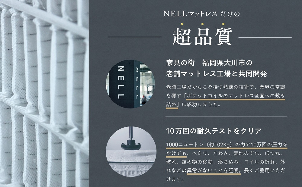 【ふるさと納税】【SNSで話題】NELL マットレス ネルマットレス ＜クイーン＞ 極厚 21cm ポケットコイル 高反発 【翌月10日前後発送】