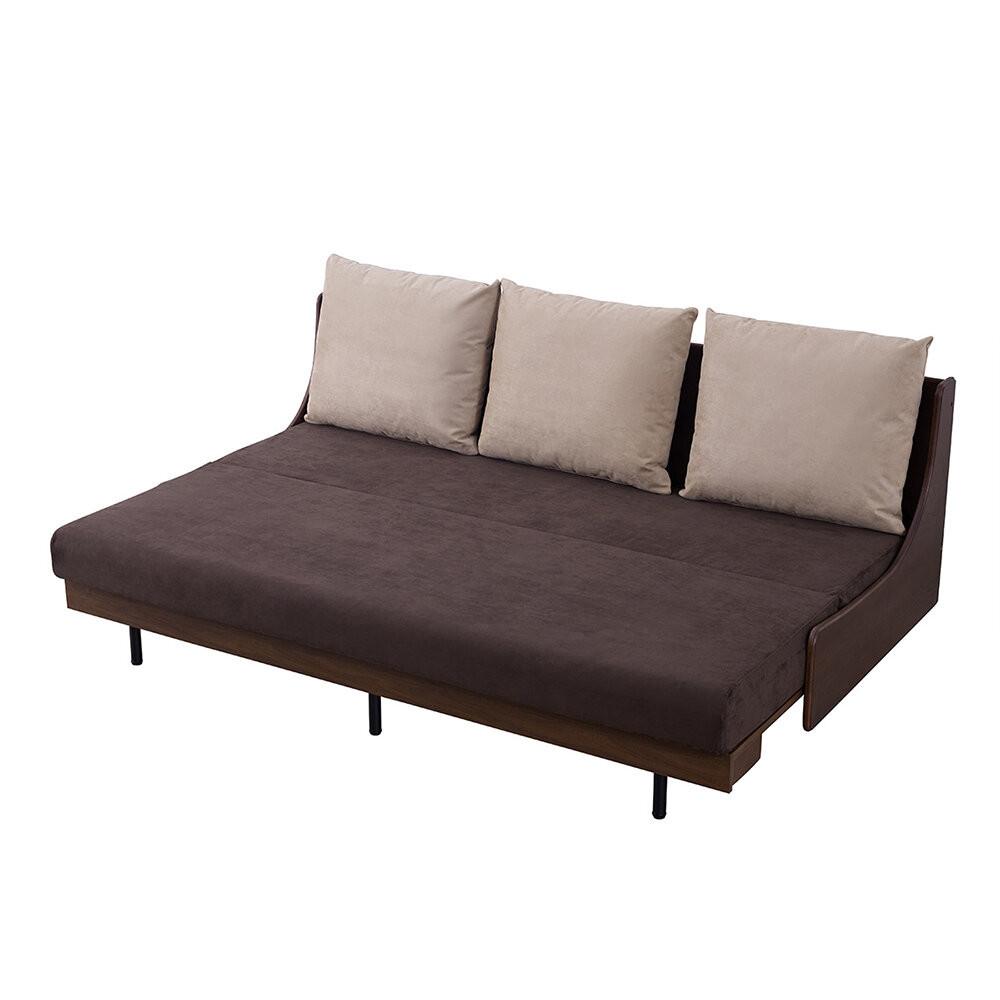 【開梱設置】ソファベッド 幅200cmフォース 【ブラウン×ブラウン】ごろ寝ソファセミダブル【モーブル／大川家具】