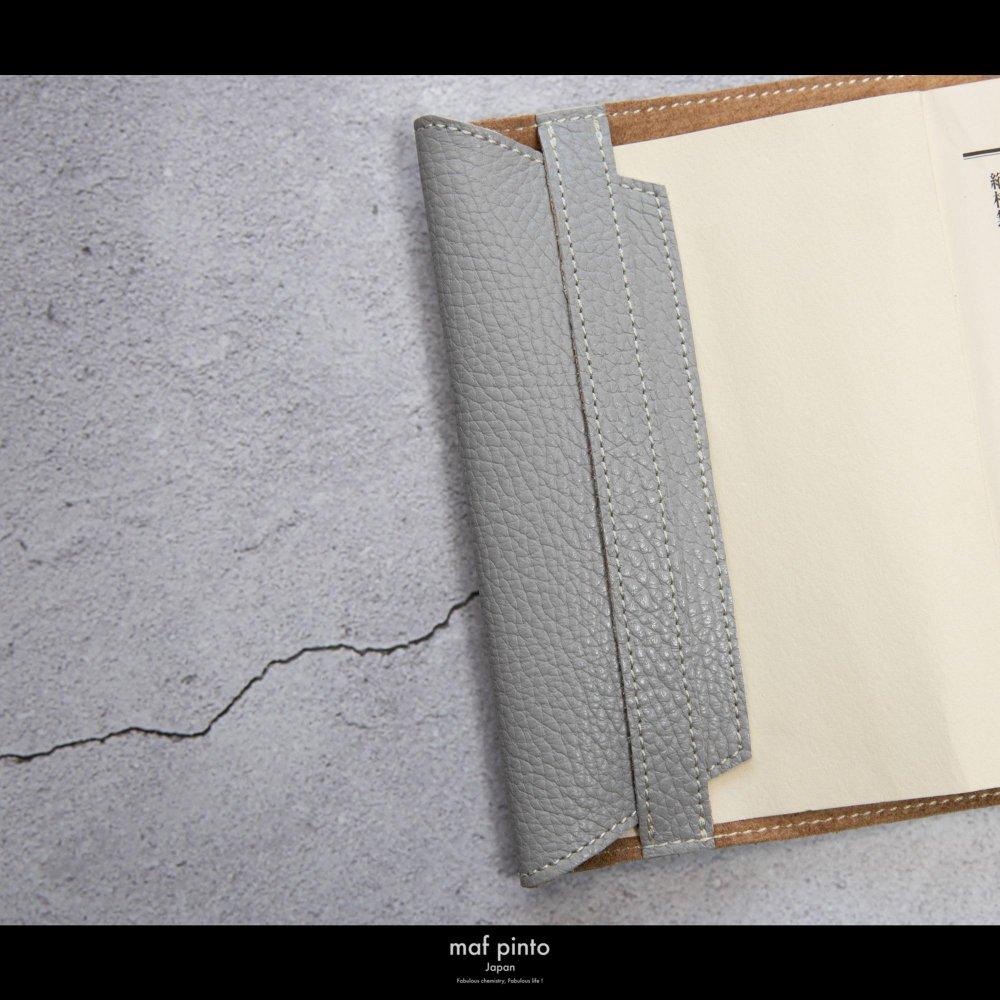 maf pinto (マフ ピント) レザーブックカバー 四六判サイズ ADRIA LINE ライトグレー 本革 日本製