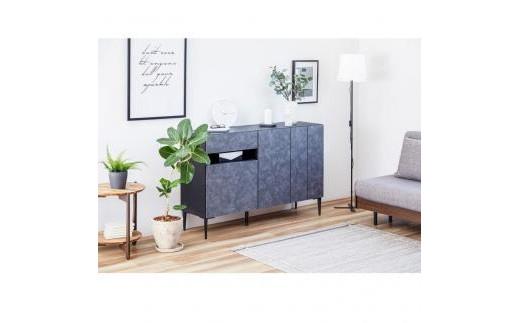 サイドボード 130cm リード ＜グレー×ブラック＞【モーブル】【大川家具】