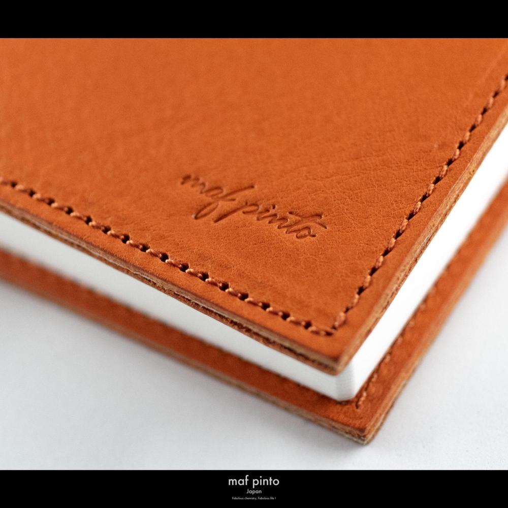 maf pinto (マフ ピント) レザー手帳カバー A6 (文庫本サイズ) オレンジシュリンク 本革 日本製