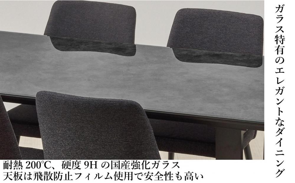 150ガラストップテーブルとDC-5イス4脚の5点セット【4本脚／天板：ブラック／張地：布ブラック】