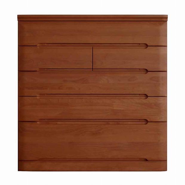 チェスト タンス 幅102 5段 奥行44 ニレ材 ブラウン色 プラム 桐たんす 箪笥 婚礼家具 衣類収納 大川家具【丸田木工】