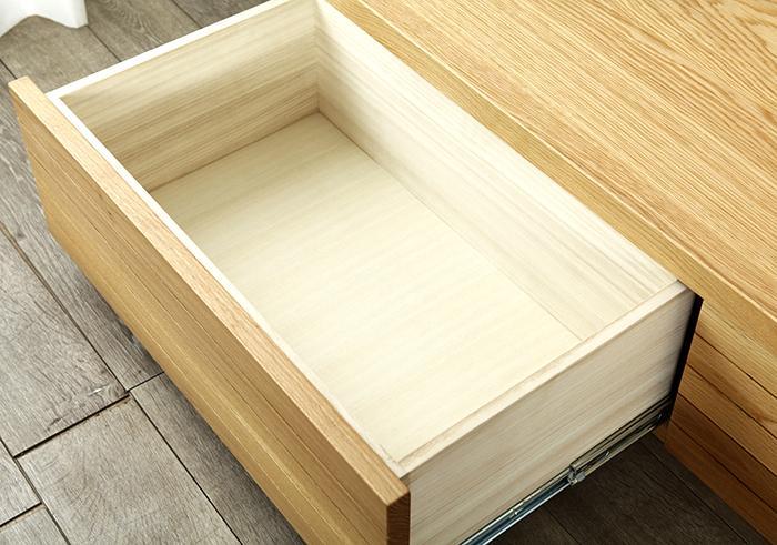 大川家具 ノート120TVボード左引出し オーク(ナラ) 台輪