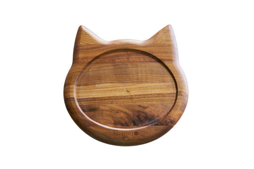 ネコプレート 木のトレイ お盆 1枚 ウォールナット