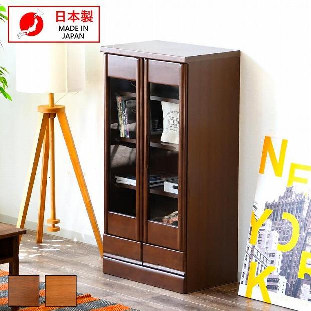 コレクションボード 幅60cm 本棚 CD収納 開き戸 引出し 多目的ボード ナチュラル