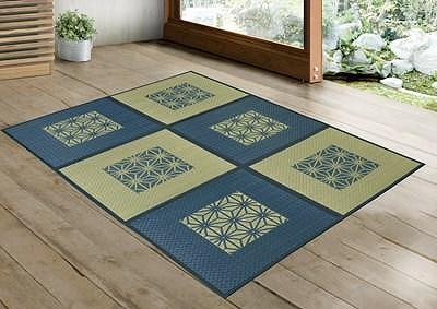 中敷きラグ DX麻の葉 ネイビー 133×200