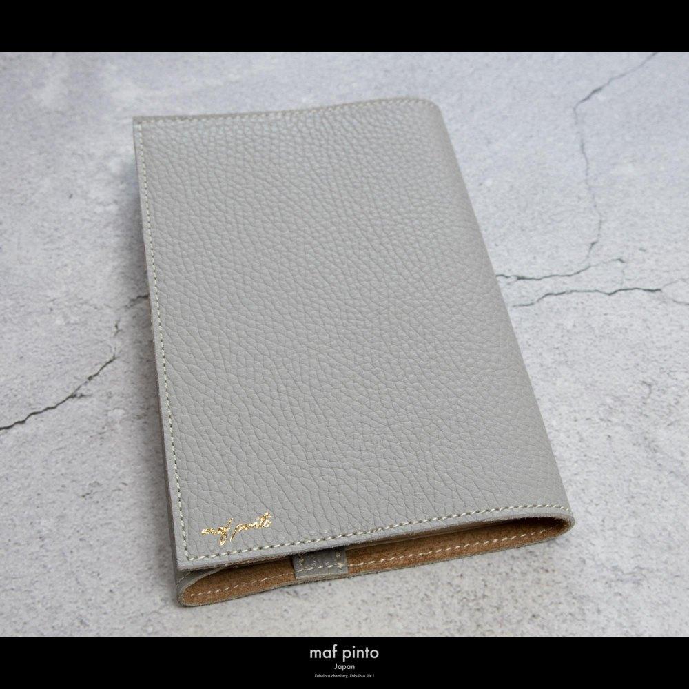 maf pinto (マフ ピント) レザーブックカバー 新書サイズ ADRIA LINE ライトグレー 本革 日本製