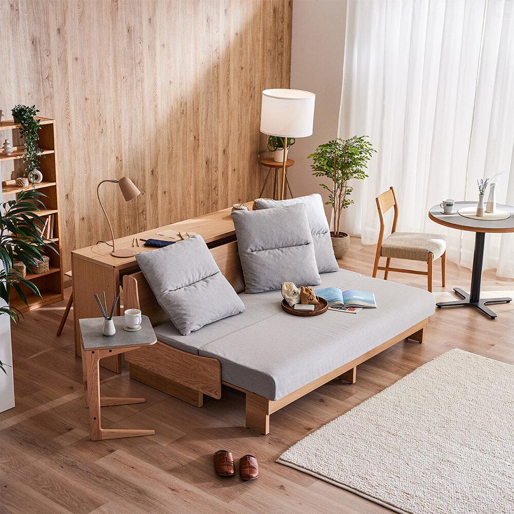 【開梱設置】ソファベッド 幅180cm ヴィンセント【NA×ライトグレー】ごろ寝ソファ【モーブル／大川家具】