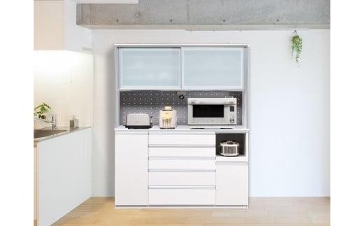 (ホワイト柾目)【開梱設置】シャロン オープンボード 幅160cm 引き戸 食器棚 キッチンボード 完成品 カップボード キッチン収納 家電収納 ダイニングボード 160幅 大川家具