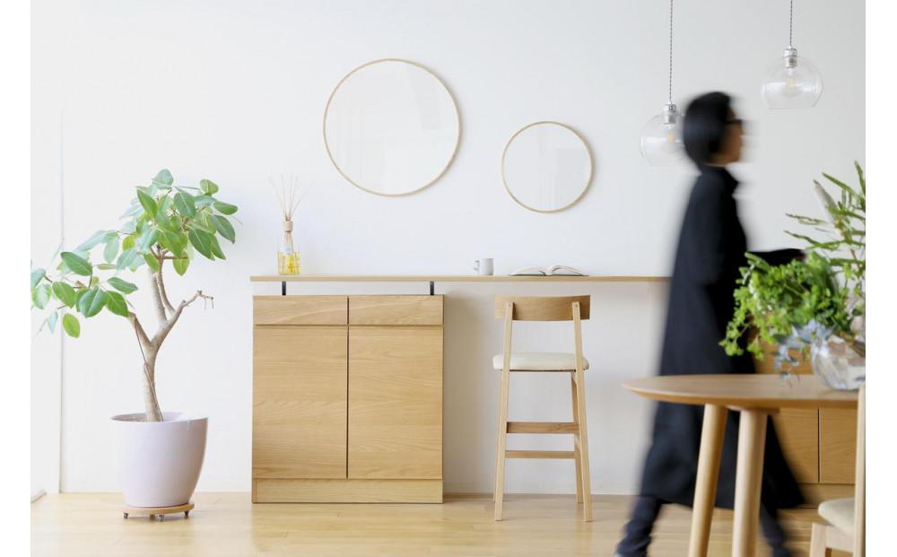 【開梱設置】高野木工 LECCE レッチェ 80薄型キャビネット ホワイトオーク【10年保証】