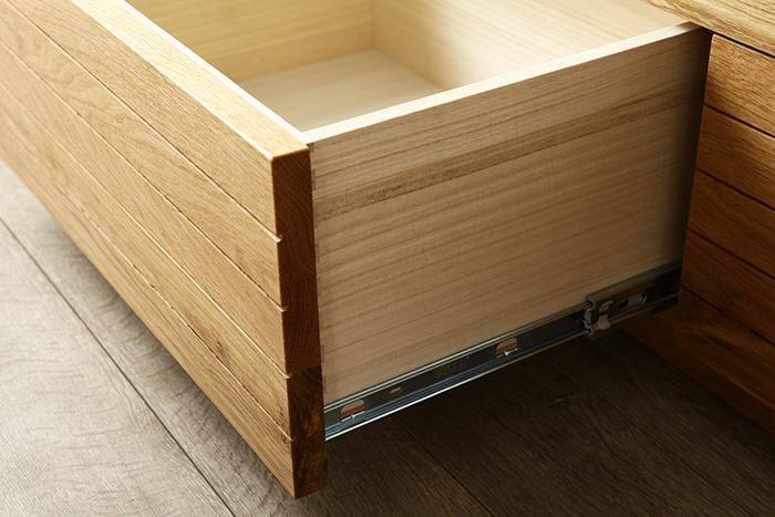 大川家具 ノート120TVボード左引出し オーク(ナラ) 台輪