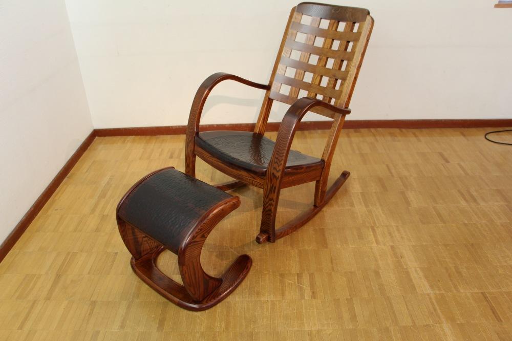 漆塗り触れ合いロッキングチェア・オットマンセット