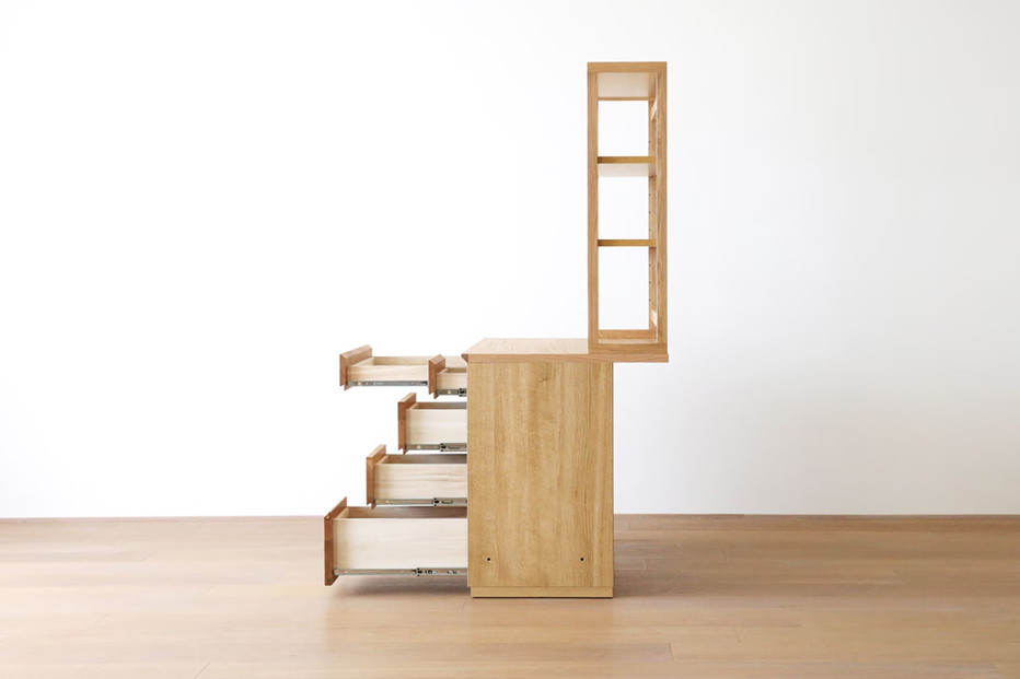 【開梱設置】高野木工 アスター オーダー突板天板 (幅90cm 奥行き60cm) + 60デスク + 30チェスト + 90ラック 天板のみ受注生産 ※チェア別売 オーク【10年保証】