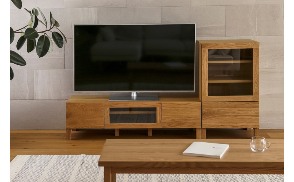 【開梱設置】高野木工 LECCE レッチェ 120TVボード オーク (透明ガラス) 【10年保証】