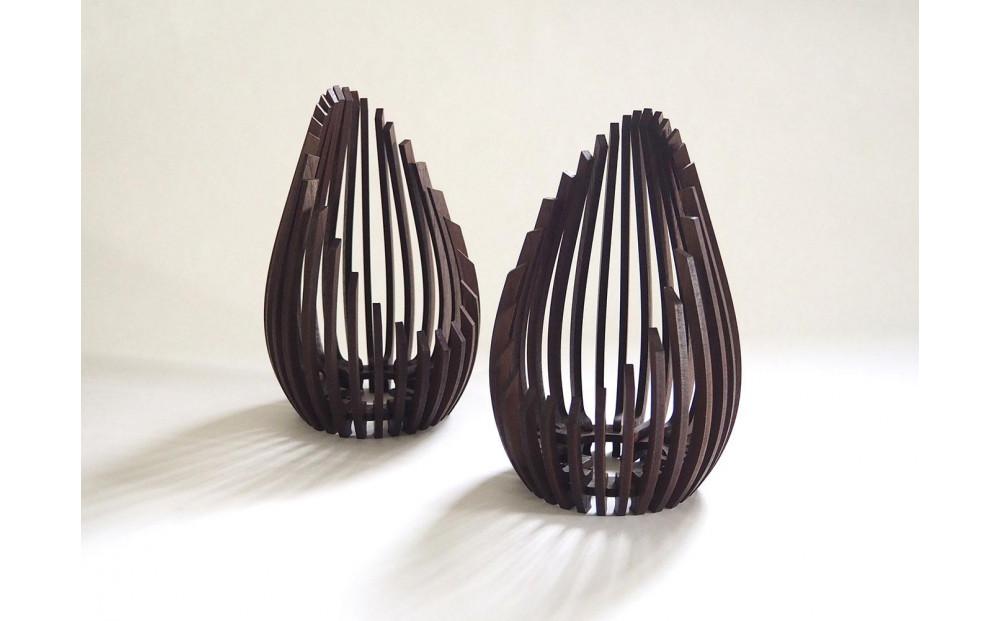 LED キャンドルホルダー 木製 レーザー加工雑貨 ウォールナット インテリア雑貨 キャンドルホルダー001 2個セット