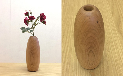 【木製フラワーベース　ブラックチェリー材　fv011-CHE】オイルフィニッシュ 一輪差し 花瓶 木製 小物 置物 MUKU屋 MUFactory