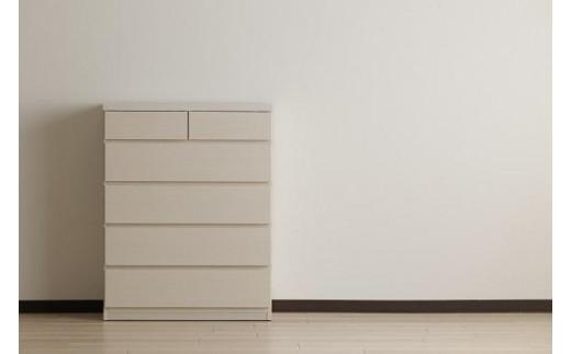 【洗面所などの限られた空間に便利】薄型チェスト 75cm幅5段 (ホワイト木目)