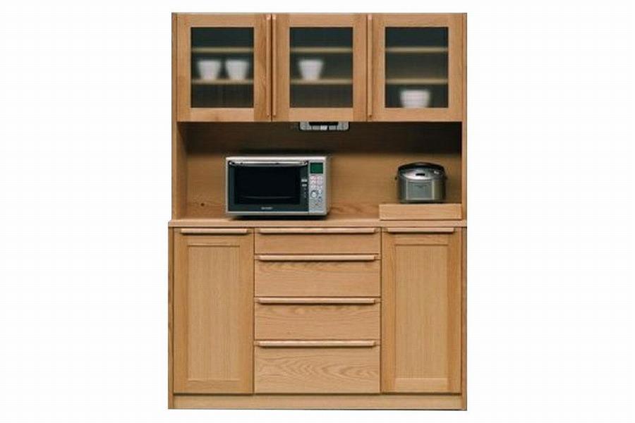 【幅140 奥行46 高さ186.2】アンリ140センチ幅オープンキッチン食器棚（レッドオーク）