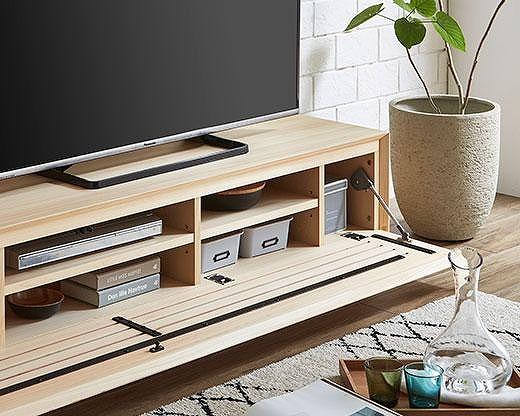 【開梱設置】テレビ台 ルーチェ 無垢 ヒノキ 幅154-204cm TV テレビボード TV台 TVボード ローボード 家具