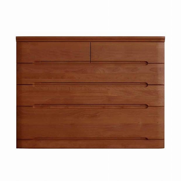 チェスト タンス 幅118 4段 奥行44 ニレ材 ブラウン色 プラム 桐たんす 箪笥 婚礼家具 衣類収納 大川家具【丸田木工】