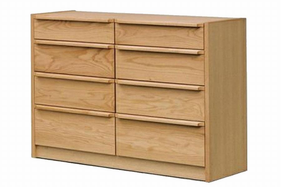 【幅124 奥行46 高さ88.3】アンリ124センチ幅4段ローチェスト（レッドオーク）