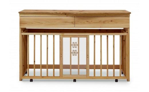 【木製ペットゲージ(大)】大川伝統工芸の組子デザイン 無垢材エリア拡張付き！ カメヤ家具工芸 大川家具