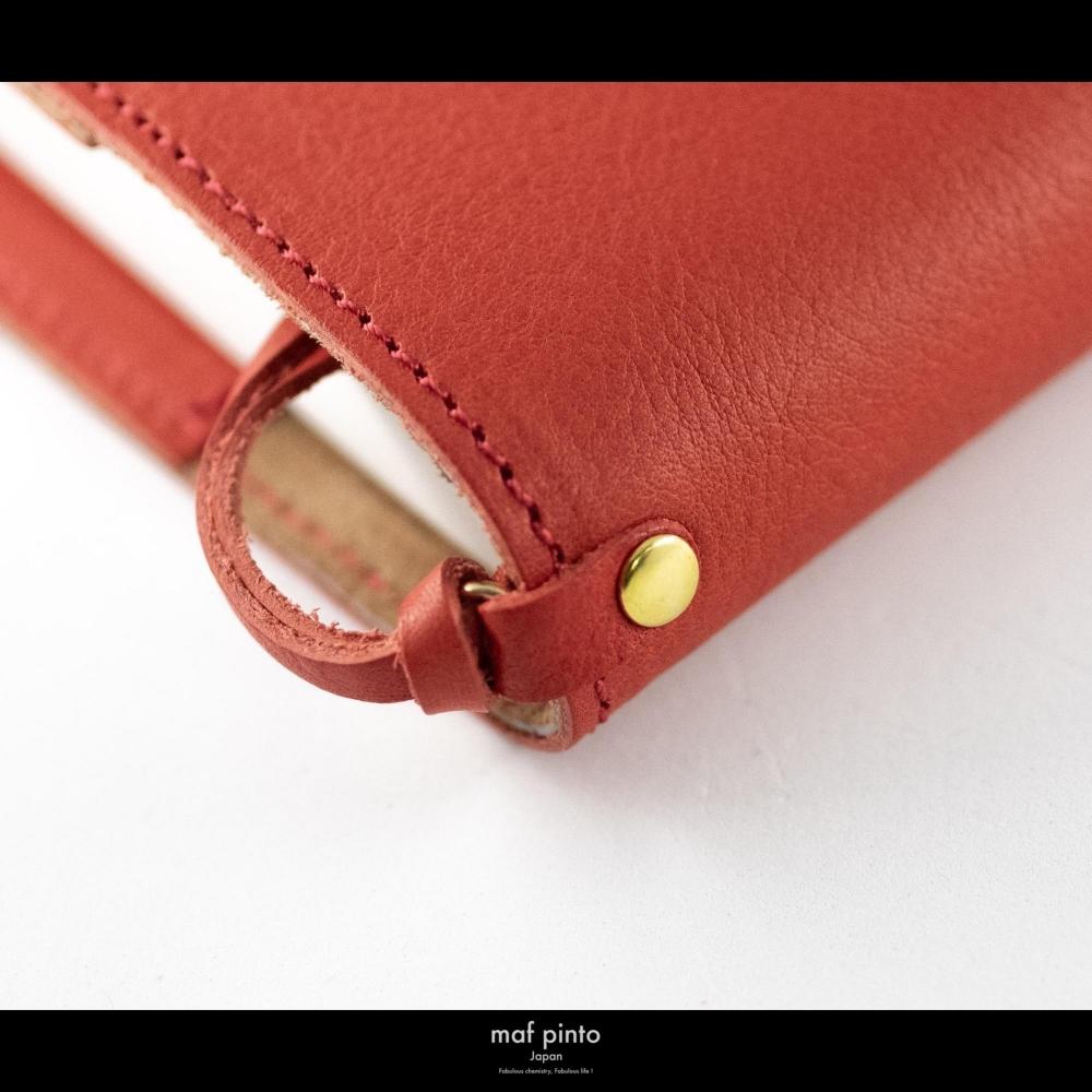 maf pinto (マフ ピント) レザー手帳カバー A5 レッドシュリンク 本革 日本製
