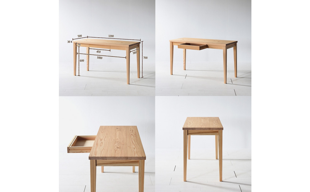 【木の香かおる国産杉の机】木の香デスク（引出し付き） 120 学習机 ウレタン塗装 九州産杉 大川家具