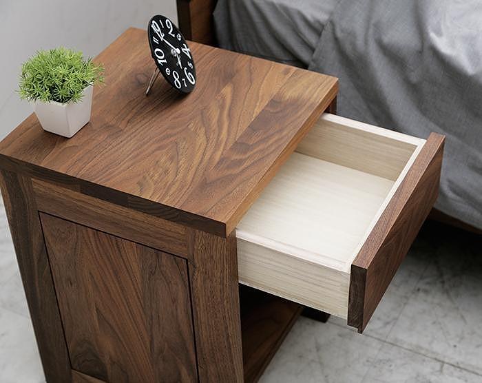 大川家具 ジール 36cm ナイトテーブル サイドテーブル 天然木ウォールナット 野中木工所