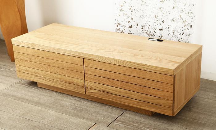 大川家具 ノート120TVボード左引出し オーク(ナラ) 台輪