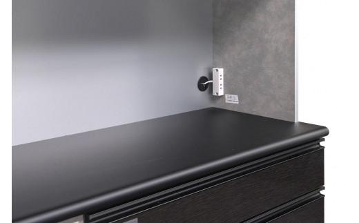 (ブラック木目)【開梱設置】オッド キッチンボード 幅130cm 上置き付 耐震 引き戸 食器棚 オープンボード 完成品 カップボード ダイニングボード 130幅 大川家具