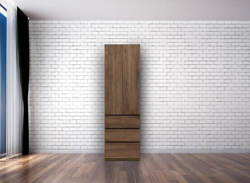 テラ 幅60cm 板戸キャビネット 壁面収納 大川家具【開梱設置】