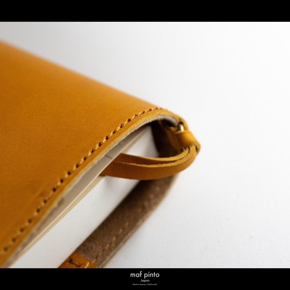 maf pinto (マフ ピント) レザー手帳カバー A6 (文庫本サイズ) イエロー 本革 日本製