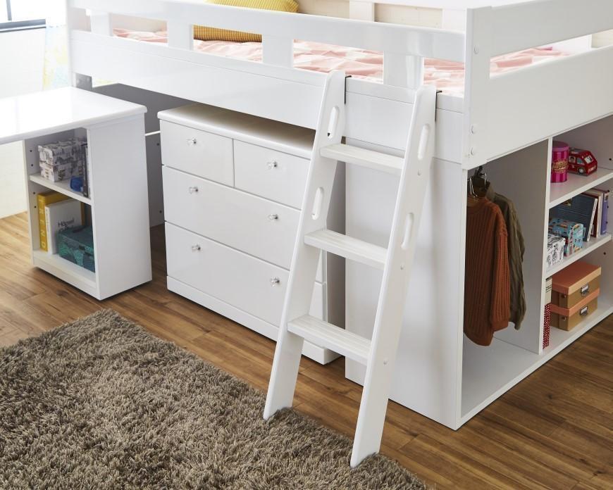 【開梱設置】”エナメル鏡面”国産組み換え式システムベッド【クララ】ツマミタイプ