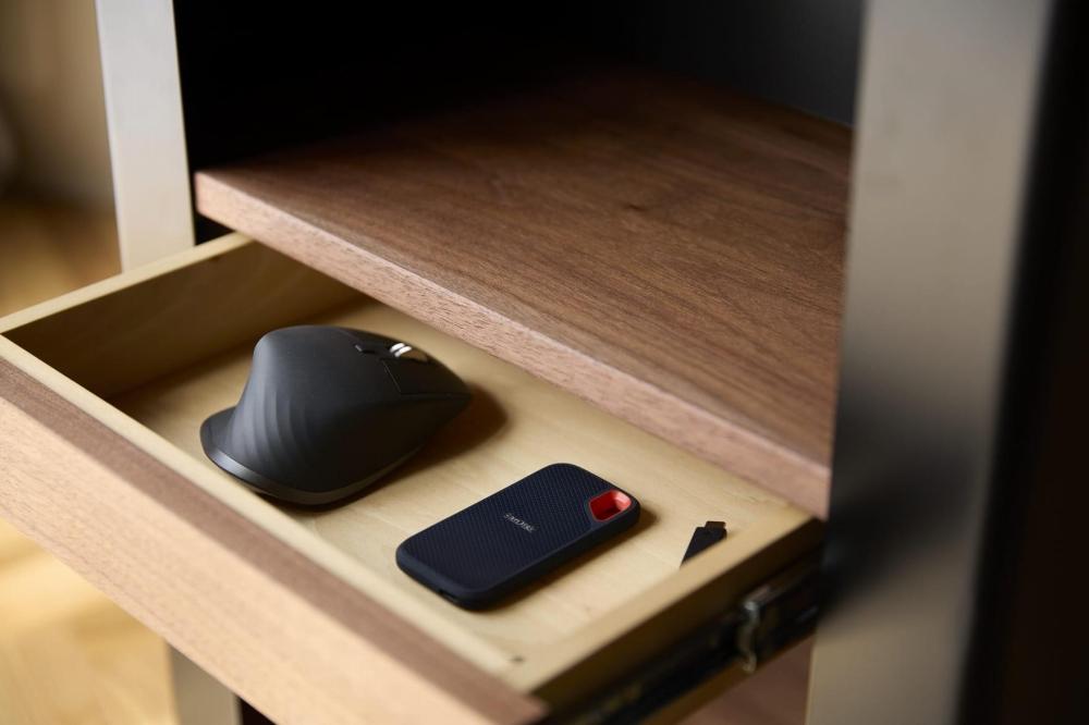 在宅ワーク専用ワゴン WAAKwagon CUBE ウォールナット/マットブラック 引き出し付き