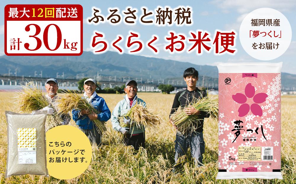 【福岡県産夢つくしをお届け】ふるさと納税 らくらくお米便 30kgコース