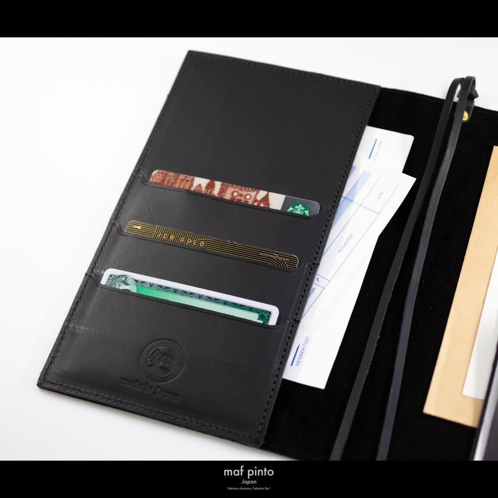 maf pinto (マフ ピント) レザー手帳カバー B6 ブラック 本革 日本製