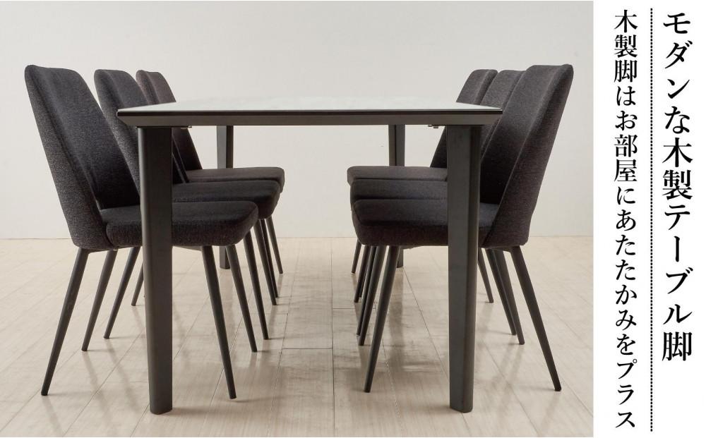 【MTテーブル】メラミントップ180テーブル＜シェルホワイト／4本脚＞とDC-5イス＜布ブラック＞6脚の7点セット