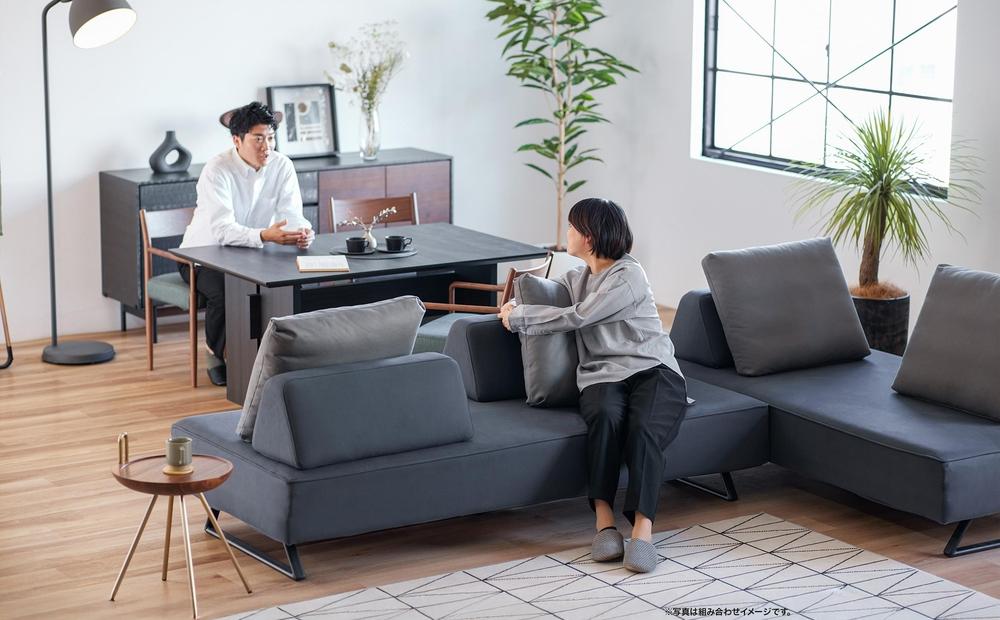 【本体取替カバー(同色)セット】 リバティ2 ソファ 200cm 3人掛け ダークグレー【モーブル】【大川家具】