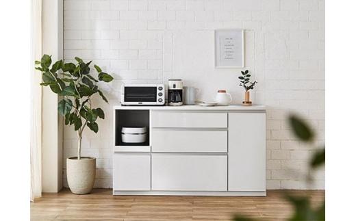 【開梱設置】キッチンカウンター レンジ台 アンサンブル 幅159.2 鏡面ホワイト